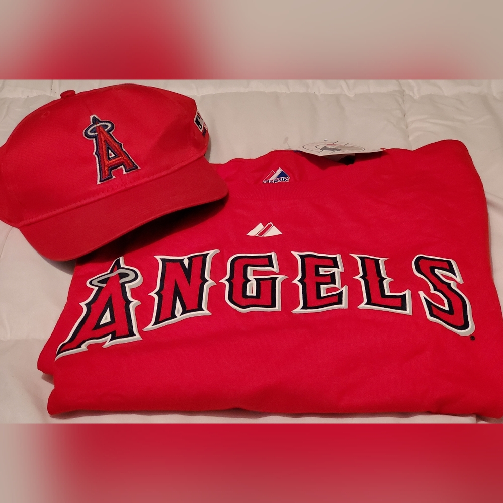 Los Angeles Angels baseball CAP AND TEE Red New Era Size 2XL. BUNDLE 2 FOR $ 18 - Picture 1 of 8